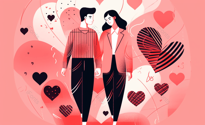 情侣牵手卡通线条手绘插画背景,插画/手绘图,插画/手绘图库,插画/手绘图下载,插画/手绘